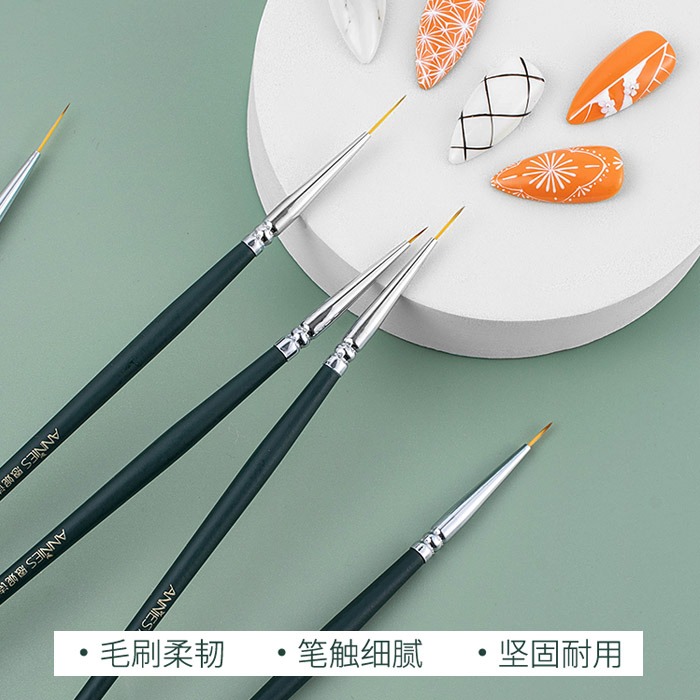 日式美甲筆5入 日式拉線筆 超細專業美甲筆  拉線筆 彩繪筆 光撩筆 暈染筆美甲工具NailsMall-細節圖3