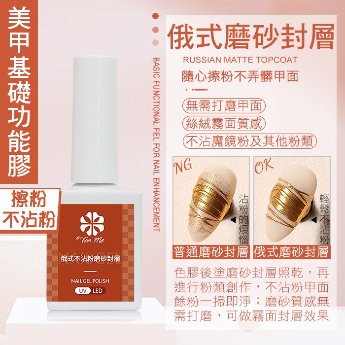 BF精選系列 魔鏡粉專用封層 俄式 不沾粉霧面封層 免清上層 免清封層 光撩膠甲油膠NailsMall-規格圖2