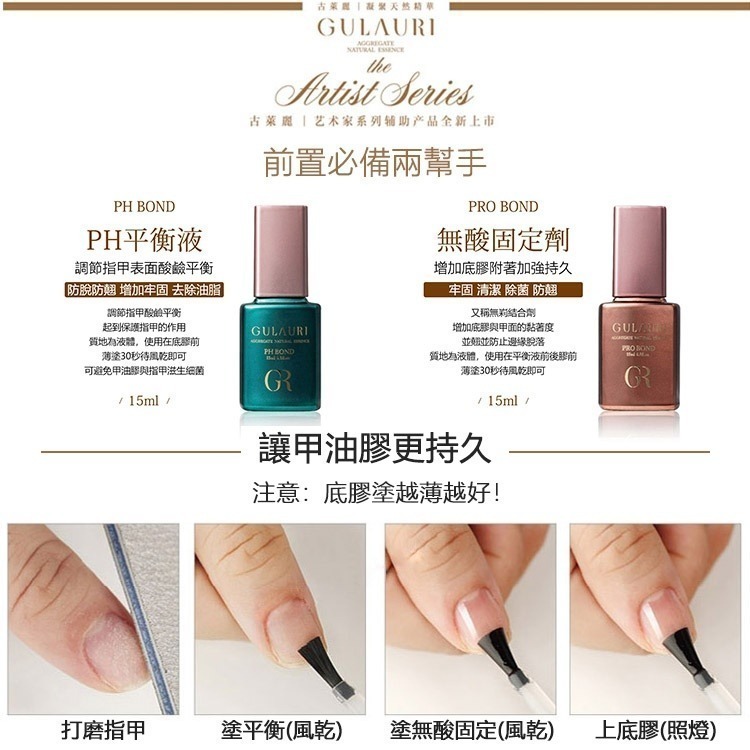 古萊麗 藝術家基礎膠 平衡液 固定劑 加固膠 鋼化上層 底膠 霧面上層 GULAURI台灣公司貨NailsMall-規格圖8