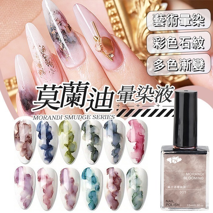 彩色暈染液 水墨暈染液 莫蘭迪金沙烟彩 甲油膠光撩膠光撩指甲油銀色金色珠光白色暈染液 NailsMall-細節圖2