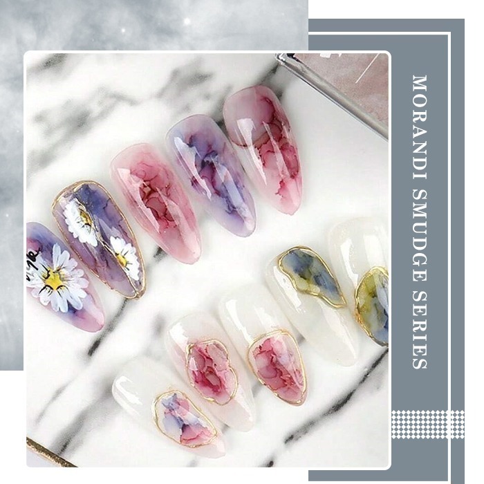 彩色暈染液 水墨暈染液 莫蘭迪金沙烟彩 甲油膠光撩膠光撩指甲油銀色金色珠光白色暈染液 NailsMall-細節圖6