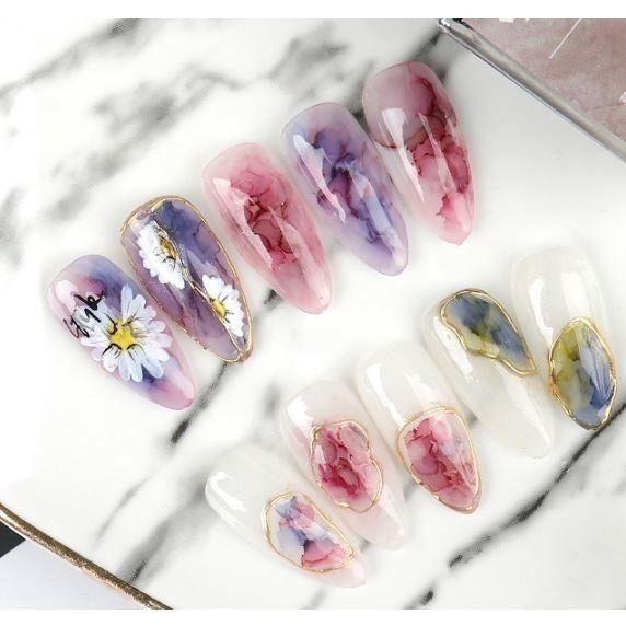 彩色暈染液 水墨暈染液 莫蘭迪金沙烟彩 甲油膠光撩膠光撩指甲油銀色金色珠光白色暈染液 NailsMall-細節圖9