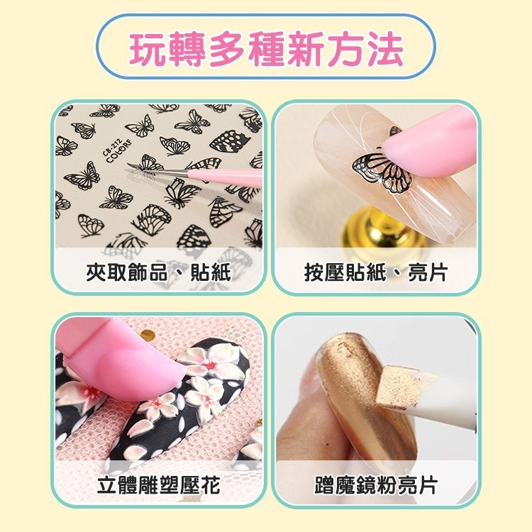 馬卡龍美甲夾子 黑色鑷子 水鑽夾 直夾 彎夾 水鑽夾子 飾品夾子直頭夾子彎頭夾子美甲工具 NailsMall-細節圖4