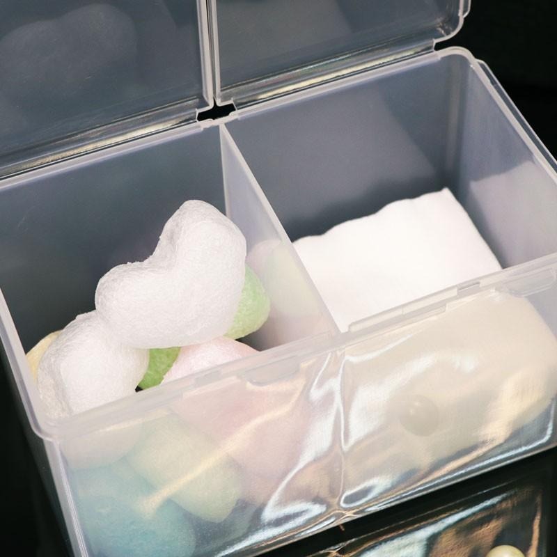 『台灣現貨』日本同款雙格棉片收納盒 首飾盒/儲物盒/飾品收納盒NailsMall-細節圖6