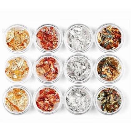 美甲飾品 金箔 銀箔 雙色錫箔紙美甲箔絲金銀箔碎片錫箔紙搭配光撩膠美甲材料美甲飾品美甲鑽飾NailsMall-細節圖4