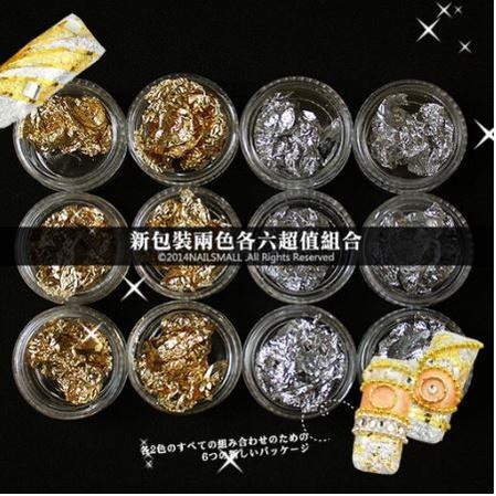 美甲飾品 金箔 銀箔 雙色錫箔紙美甲箔絲金銀箔碎片錫箔紙搭配光撩膠美甲材料美甲飾品美甲鑽飾NailsMall-細節圖5