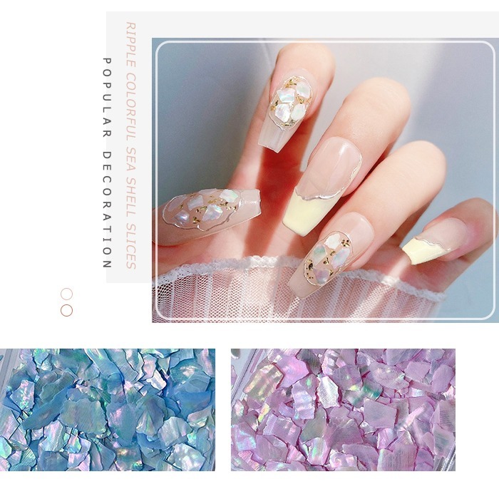 美甲超薄波紋渤海貝殼片 不規則幻彩貝殼片 貝殼片 幻彩貝殼碎片美甲飾品 美甲材料NailsMall-細節圖2