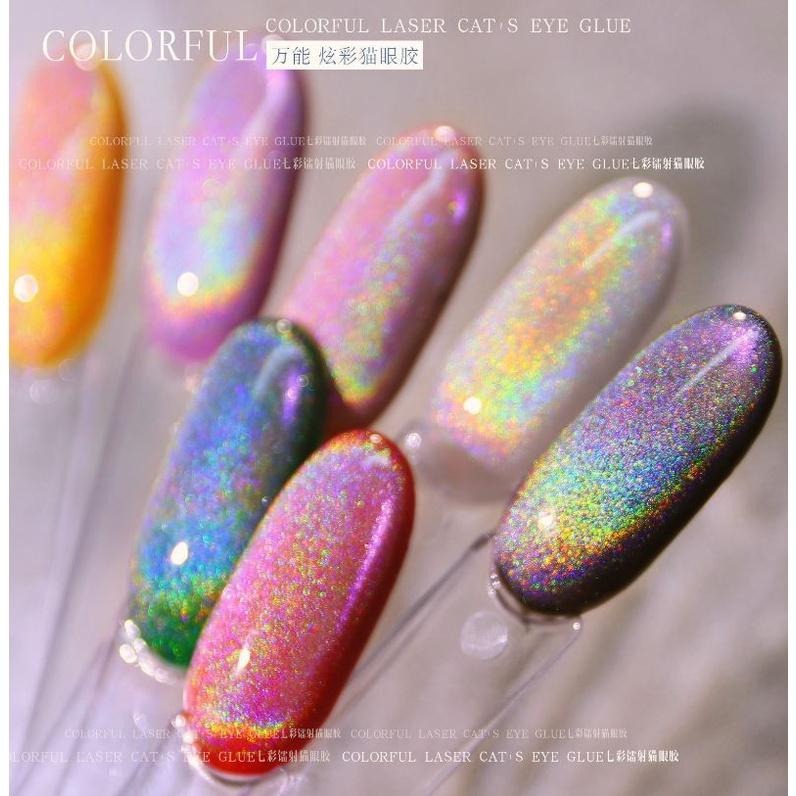 爆款台灣品牌萬能彩虹貓眼膠 升級版萬能碎鑽鐳射彩虹貓眼 光撩膠 甲油膠貓眼膠 光撩指甲油美甲材料 NailsMall-細節圖2