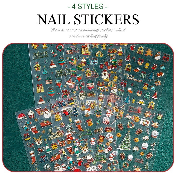 日系5D立體浮雕貼紙 聖誕貼紙 美甲貼紙 高品質 網紅熱銷 DIY背膠貼紙 NailsMall-細節圖2