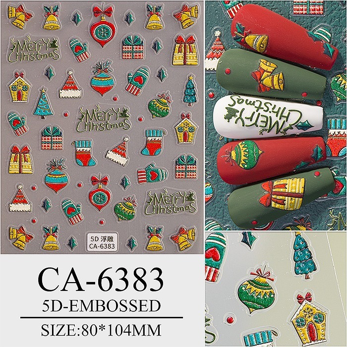 日系5D立體浮雕貼紙 聖誕貼紙 美甲貼紙 高品質 網紅熱銷 DIY背膠貼紙 NailsMall-細節圖4