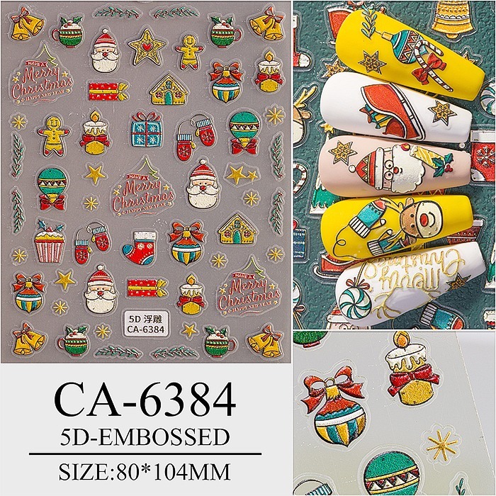 日系5D立體浮雕貼紙 聖誕貼紙 美甲貼紙 高品質 網紅熱銷 DIY背膠貼紙 NailsMall-細節圖5
