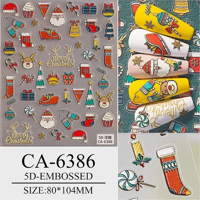 日系5D立體浮雕貼紙 聖誕貼紙 美甲貼紙 高品質 網紅熱銷 DIY背膠貼紙 NailsMall-細節圖6