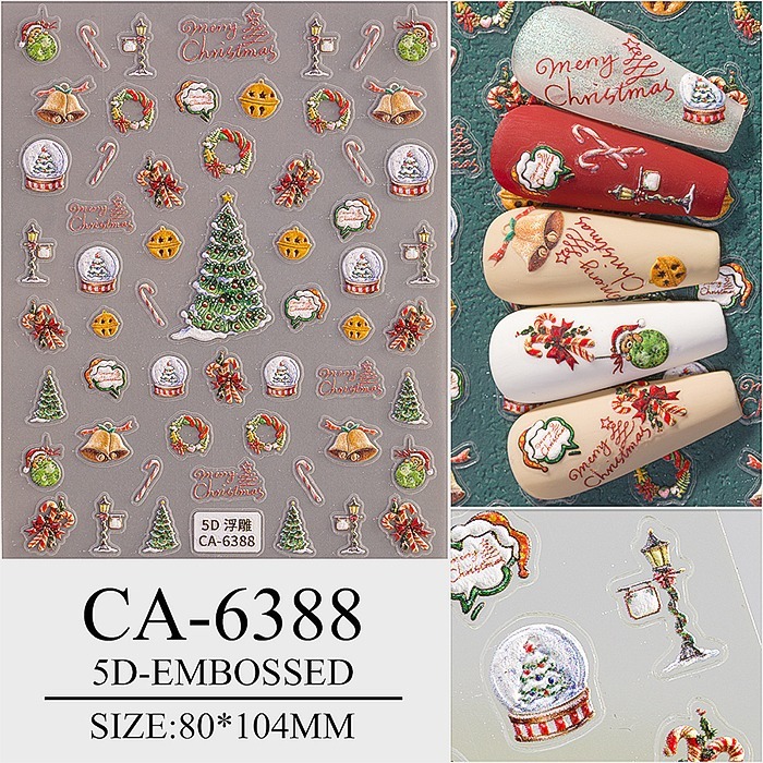 日系5D立體浮雕貼紙 聖誕貼紙 美甲貼紙 高品質 網紅熱銷 DIY背膠貼紙 NailsMall-細節圖7