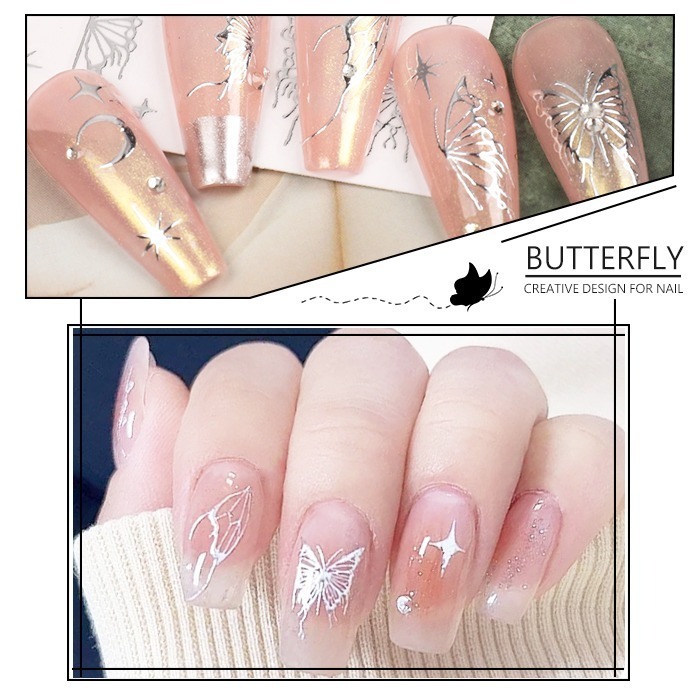 美甲貼紙 液態鏤空飄逸蝴蝶 暗黑融銀液態蝴蝶 背膠貼紙 3D貼紙 美甲材料美甲用品NailsMall-細節圖3