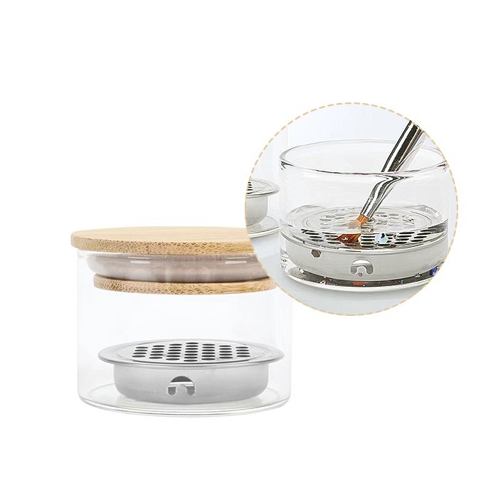 日式亮片洗筆杯 不銹鋼網濾網洗筆杯 水晶溶劑杯 洗筆杯美甲工具NailsMall-細節圖2