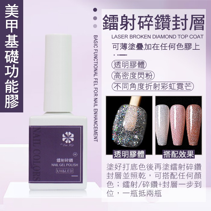 BF精選系列 鐳射碎鑽封層膠 美甲碎鑽封層 爆閃密封膠 基礎膠 功能膠ByFunMe光撩膠甲油膠NailsMall-規格圖2