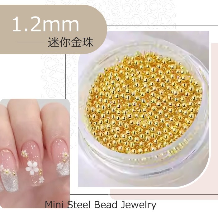 迷你小鋼珠 極小0.4mm金銀美甲鋼珠 不鏽鋼金微珠 銀微珠 電鍍珠 美甲飾品 NailsMall-規格圖6
