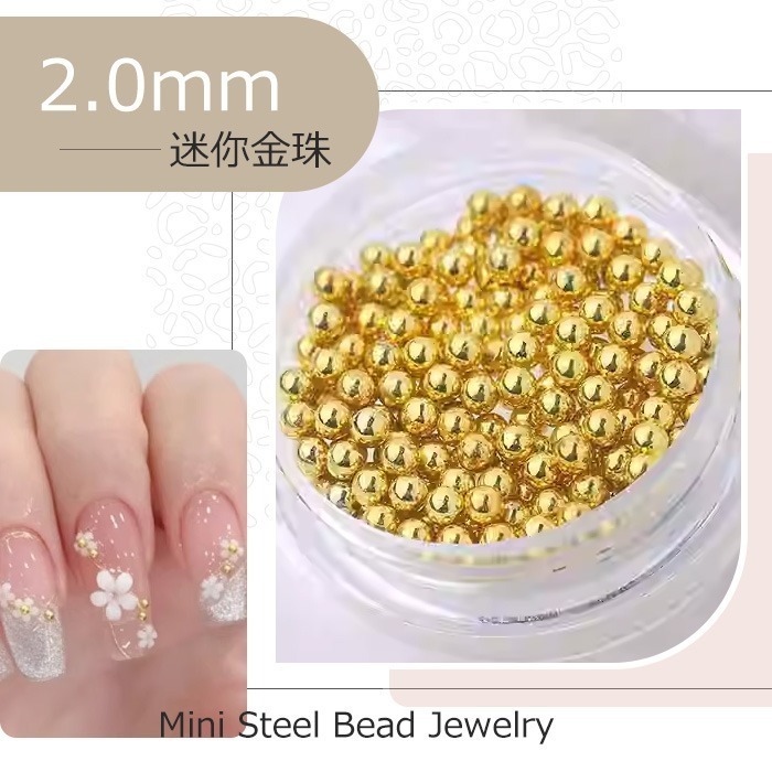 迷你小鋼珠 極小0.4mm金銀美甲鋼珠 不鏽鋼金微珠 銀微珠 電鍍珠 美甲飾品 NailsMall-規格圖6
