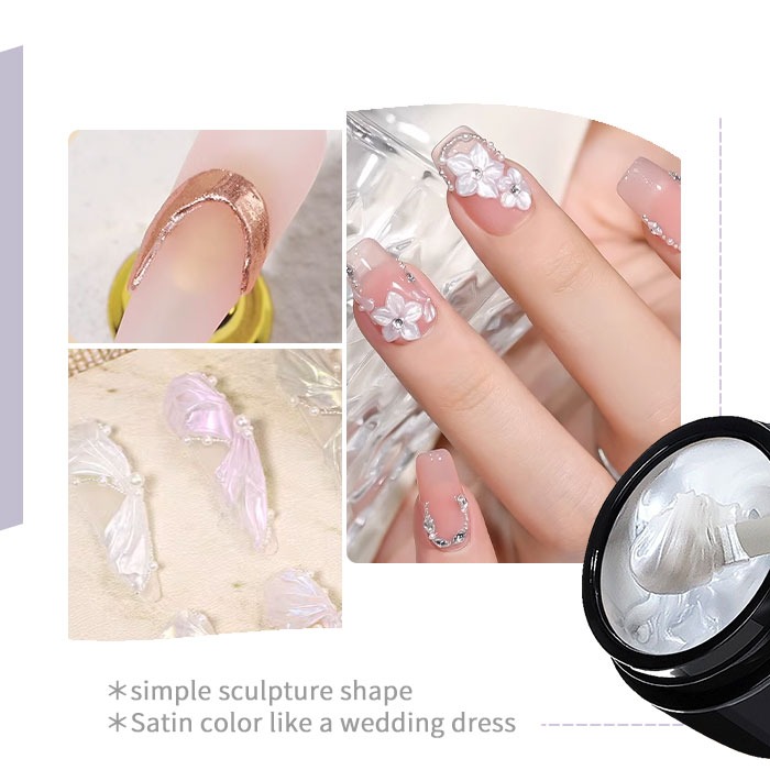 美甲 月光絲綢膠 5D雕花膠 緞光雕花膠立體膠浮雕膠毛衣膠軟糖膠立體造型膠美甲材料NailsMall-細節圖8
