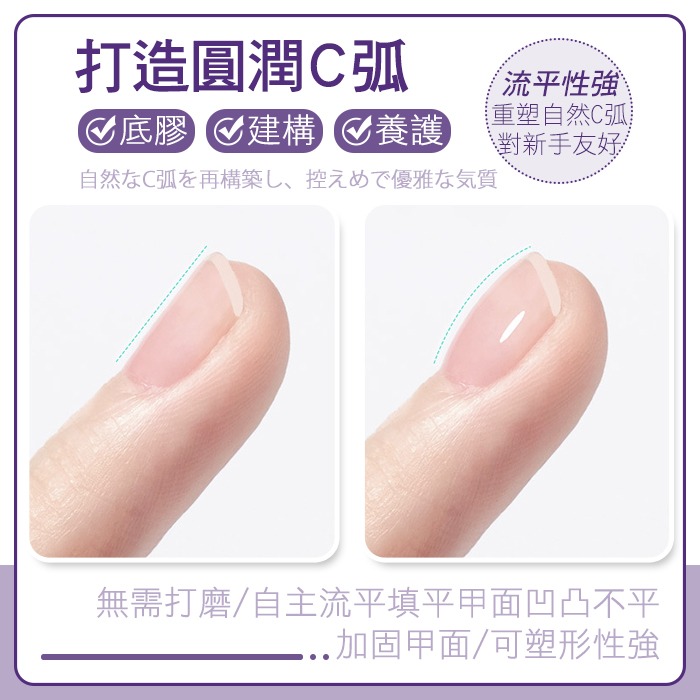 建構底膠 六合一建構塑形底膠 流平塑型膠 多功能 基礎膠 流平加固高透美甲凝膠NailsMall-細節圖5