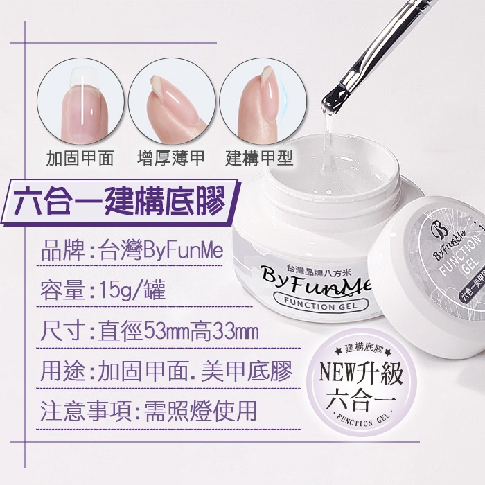 建構底膠 六合一建構塑形底膠 流平塑型膠 多功能 基礎膠 流平加固高透美甲凝膠NailsMall-細節圖7