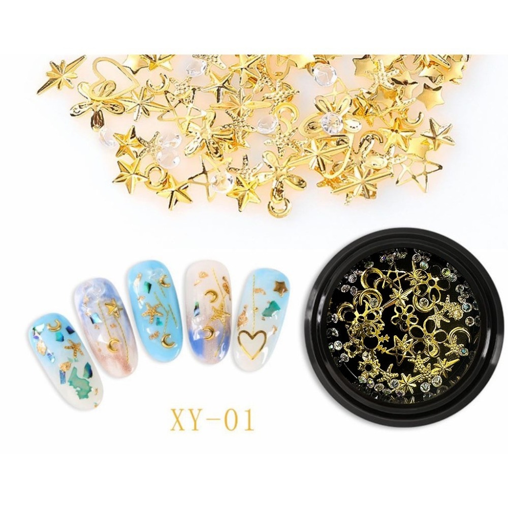 日系美甲 星月混裝鉚釘 星星 月亮混合鑽飾 美甲材料 韓國金銀線美甲飾品 NailsMall-規格圖7