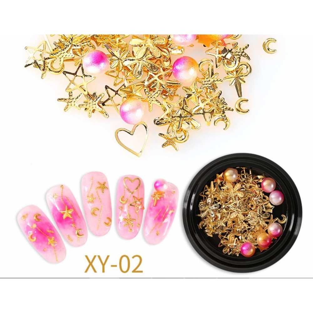 日系美甲 星月混裝鉚釘 星星 月亮混合鑽飾 美甲材料 韓國金銀線美甲飾品 NailsMall-規格圖7