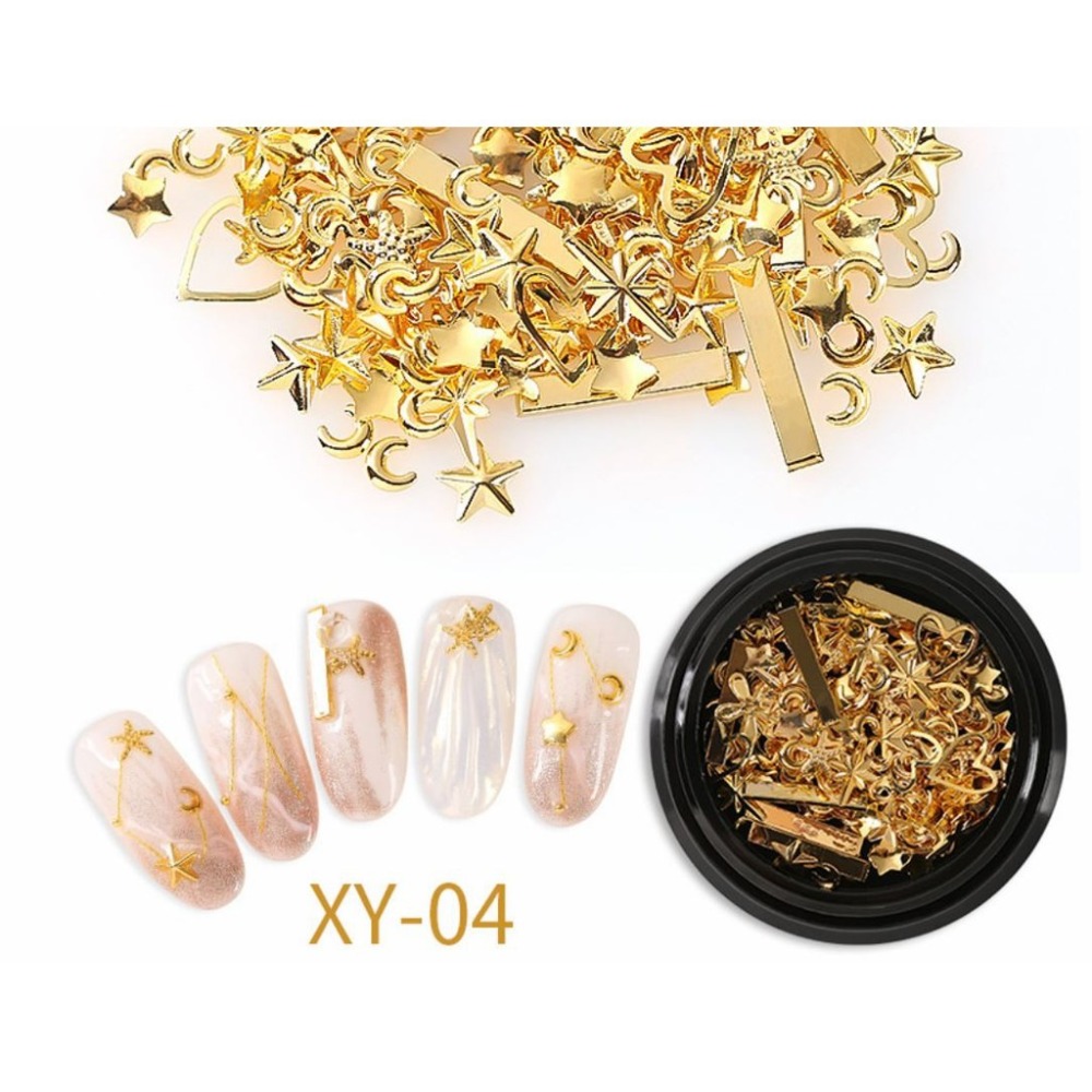 日系美甲 星月混裝鉚釘 星星 月亮混合鑽飾 美甲材料 韓國金銀線美甲飾品 NailsMall-規格圖7