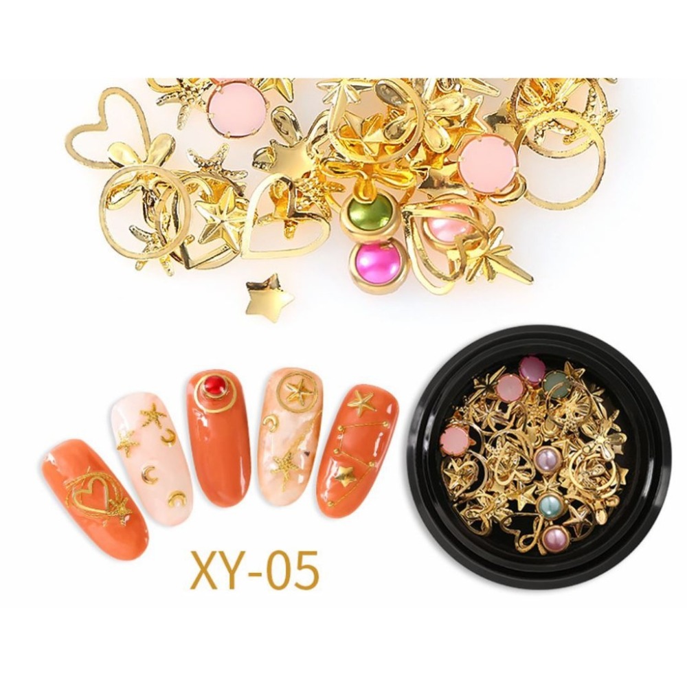 日系美甲 星月混裝鉚釘 星星 月亮混合鑽飾 美甲材料 韓國金銀線美甲飾品 NailsMall-規格圖7