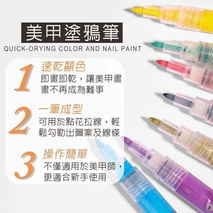 美甲 彩繪塗鴉筆 美甲鏡面金屬筆塗鴉筆 日式彩繪美甲筆 免照燈快乾筆美甲筆 彩繪必備美甲工具NailsMall-細節圖5