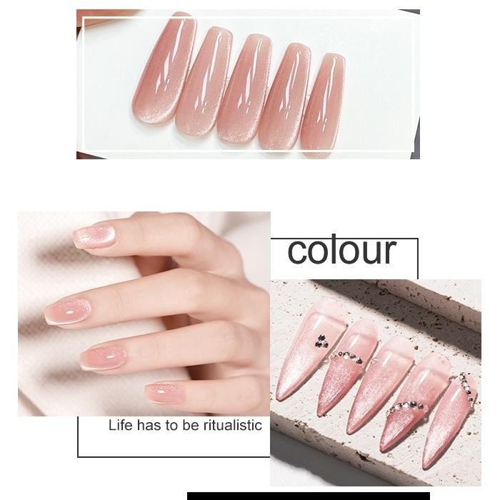 BF小方糖 蜜桃貓眼膠 蜜桃絨光貓眼 人氣貓眼膠 晶石貓眼膠 美甲凝膠美甲材料NailsMall-細節圖3