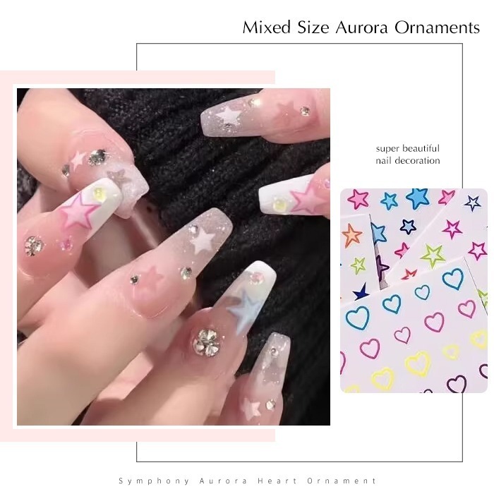 小紅書爆款星星 愛心 貼紙 星芒貼紙 網紅款美甲貼紙 背膠貼紙 美甲貼 美甲材料美甲飾品NailsMall-細節圖5