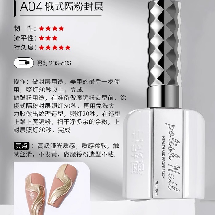 恩妮詩收藏家 俄式隔粉封層 磨砂功能膠 美甲凝膠 美甲材料NailsMall-規格圖7