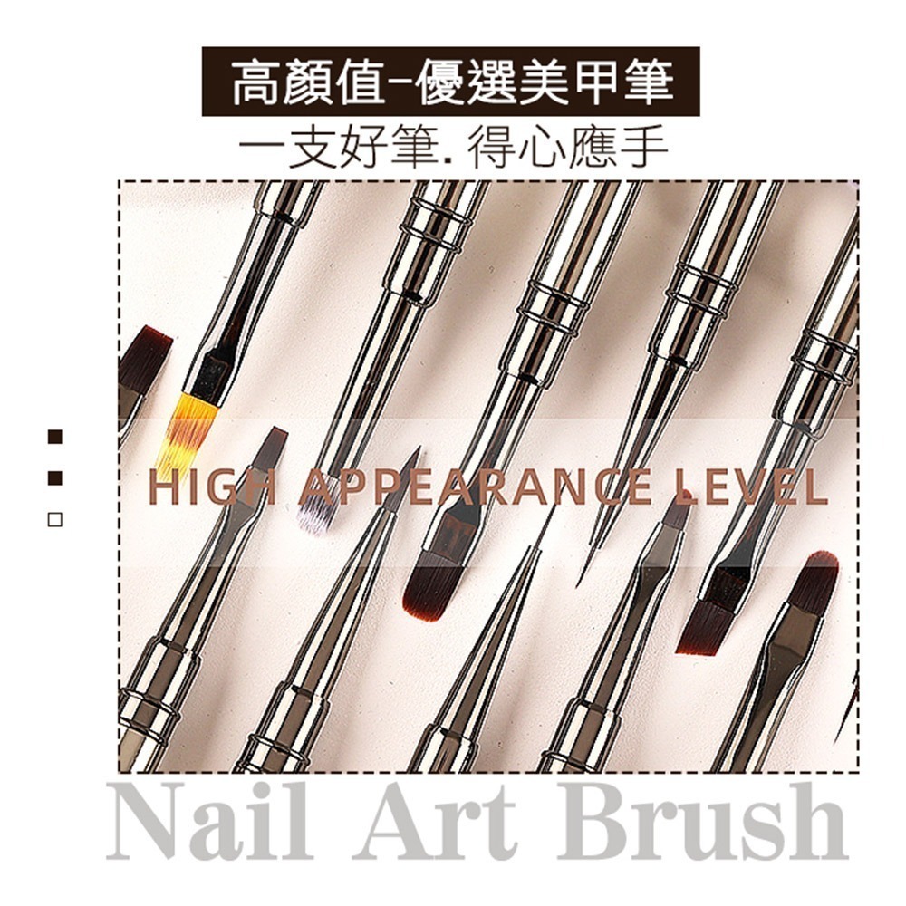 金屬黑凝膠筆(附筆蓋) 凝膠筆平口斜口圓頭彩繪凝膠筆光撩筆 DIY早初學入門練習美甲筆刷美甲工具NailsMall-細節圖2