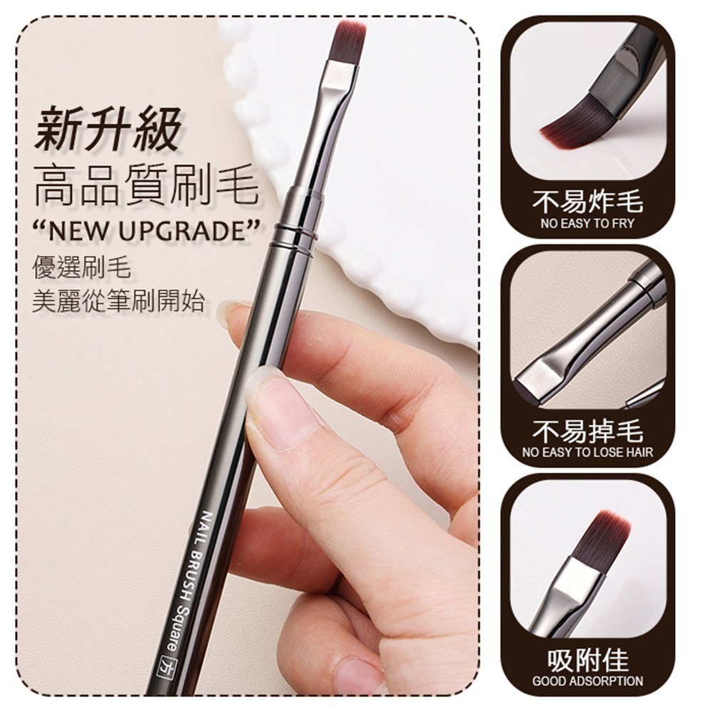 金屬黑凝膠筆(附筆蓋) 凝膠筆平口斜口圓頭彩繪凝膠筆光撩筆 DIY早初學入門練習美甲筆刷美甲工具NailsMall-細節圖3