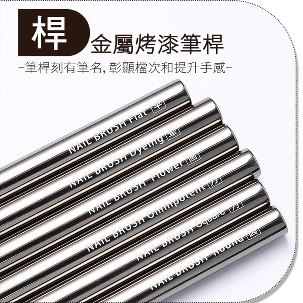 金屬黑凝膠筆(附筆蓋) 凝膠筆平口斜口圓頭彩繪凝膠筆光撩筆 DIY早初學入門練習美甲筆刷美甲工具NailsMall-細節圖4