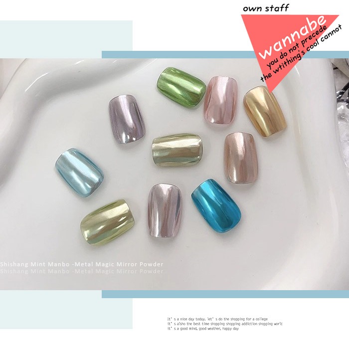 薄荷曼波系列魔鏡粉 低飽和金屬魔鏡粉 電鍍粉 鏡面粉 極光粉 NailsMall-細節圖6