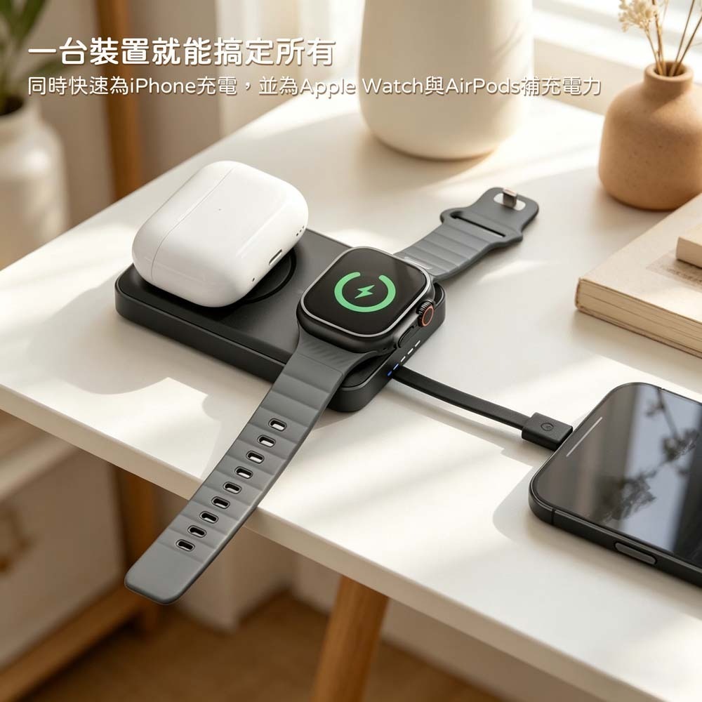 山水之寶｜ENERGEA Qi2磁吸無線充電 安全防爆固態行動電源 可充手錶＆自帶線＆支架 CCC認證WH標示 可上飛機-細節圖4