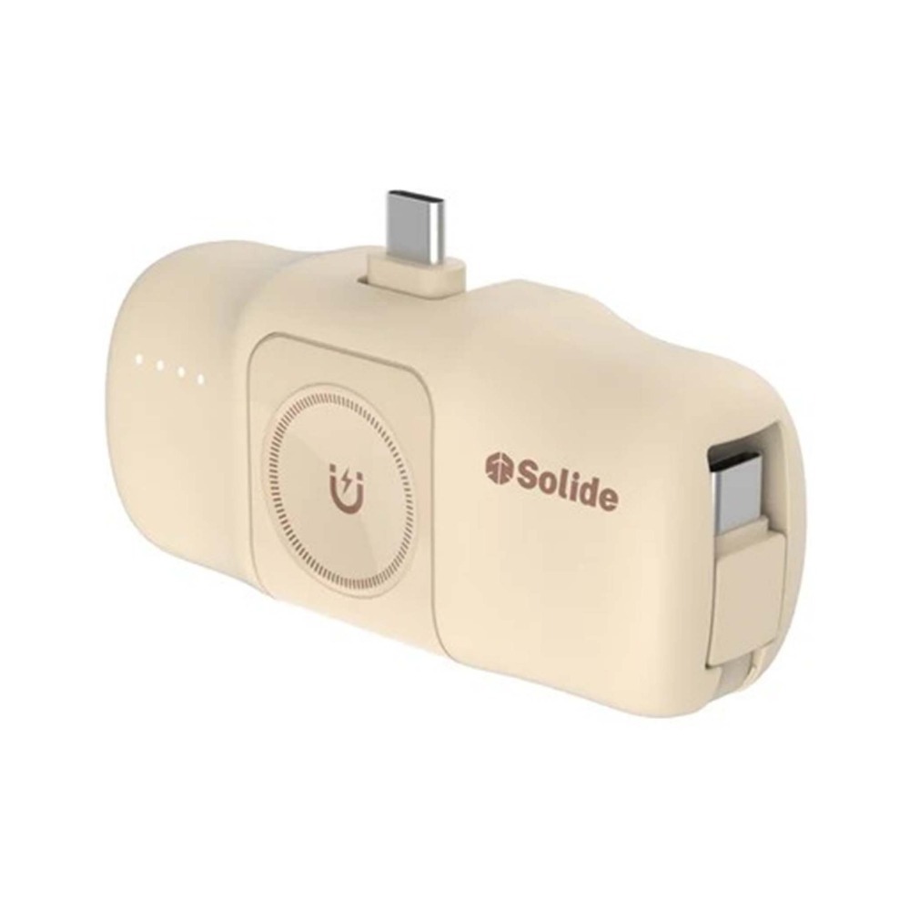 山水之寶｜SOLiDE小榔頭 多功能迷你輕巧行動電源5000mAh 自帶充電線可充蘋果手錶 PD快速充電標示WH可上飛機-細節圖2