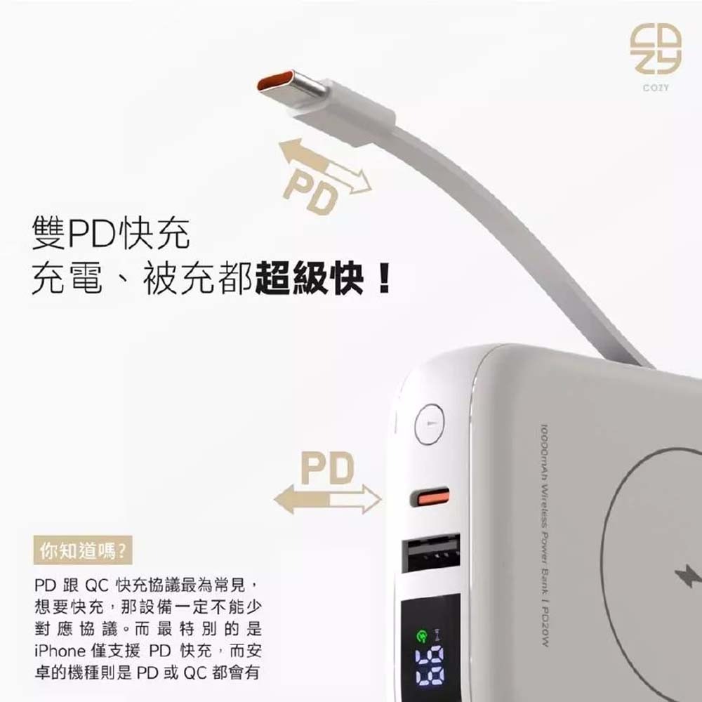 山水之寶｜COZY SSB安全防爆固態行動電源一萬容量 支援磁吸無線充電 自帶充電線 CCC認證＆WH 可上飛機台灣製造-細節圖5