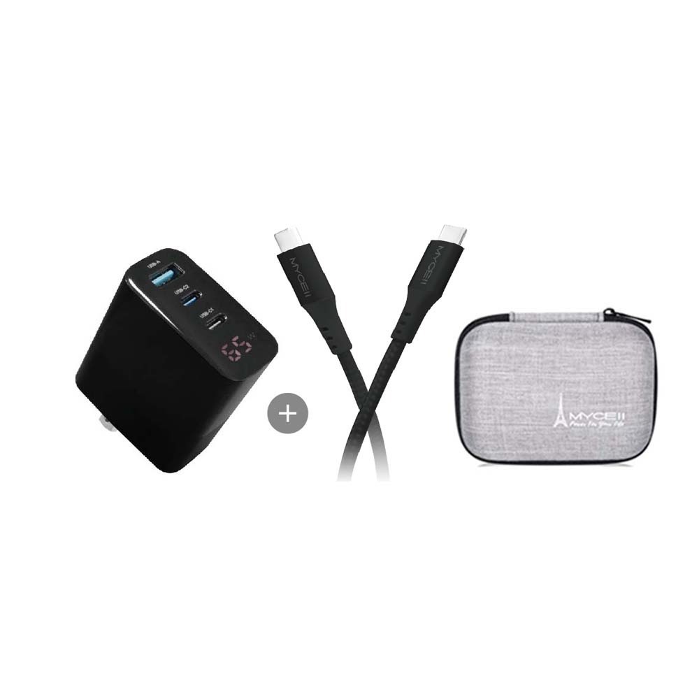 山水之寶｜MYCEll 65w GaN氮化鎵三孔快速充電器+TYPEC充電線 快充充電頭套組 適用iPhone＆安卓機-規格圖9