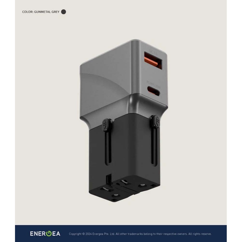 山水之寶｜ENERGEA TravelWorld 25W PD+QC旅行通用雙孔快速充電器快充充電頭 多國旅遊萬用旅充頭-細節圖5