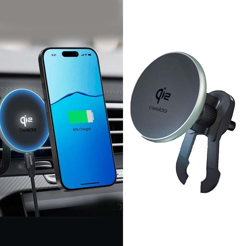 山水之寶｜OWEIDA Qi2認證 15W Magsafe 磁吸無線充電汽車專用冷氣出風口手機支架  冷氣口專用充電車架-細節圖11