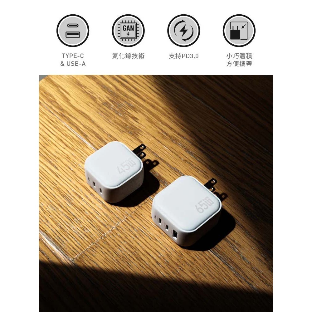 山水之寶｜SOLiDE Block 45W GaN氮化鎵 2C雙孔快速充電頭 雙孔PD快充充電頭 適用iPhone＆安卓-細節圖3