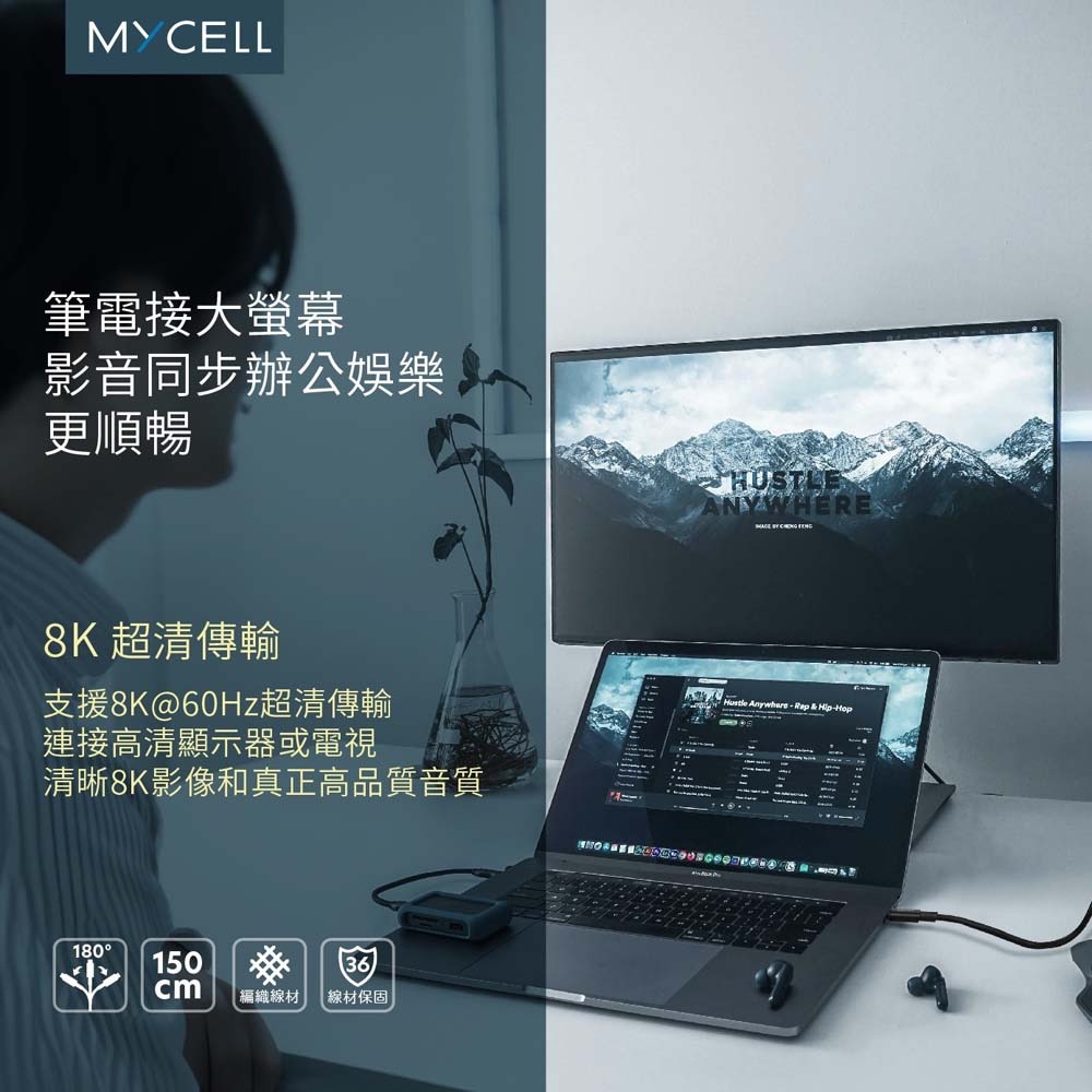 山水之寶｜MYCELL 240W USB4.0 USB-C 超高速充電多功能傳輸線影音輸出/PD快充 TYPE-C-細節圖4