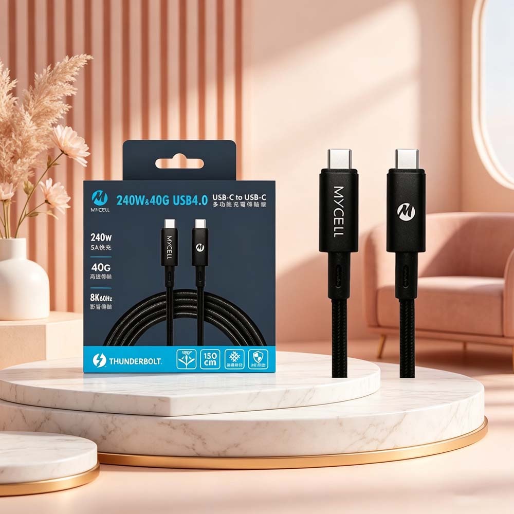 山水之寶｜MYCELL 240W USB4.0 USB-C 超高速充電多功能傳輸線影音輸出/PD快充 TYPE-C-細節圖9