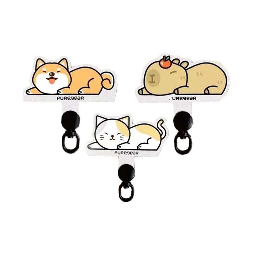 山水之寶｜水豚君/卡皮巴拉＆貓貓咪－PureGear普格爾 慵懶動物造型通用手機掛繩轉接墊片/貼片/夾片/可360度旋轉-細節圖2