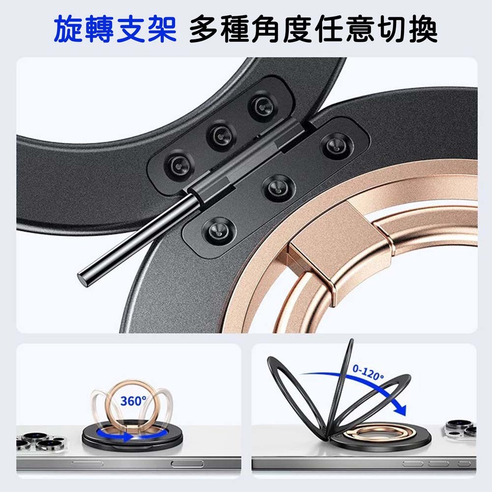 山水之寶｜磁吸式指環手機支架/雙面雙環設計/解壓齒輪/鋅合金材質/手機立架/MagSafe磁吸/附贈磁吸貼片/引磁片-細節圖9