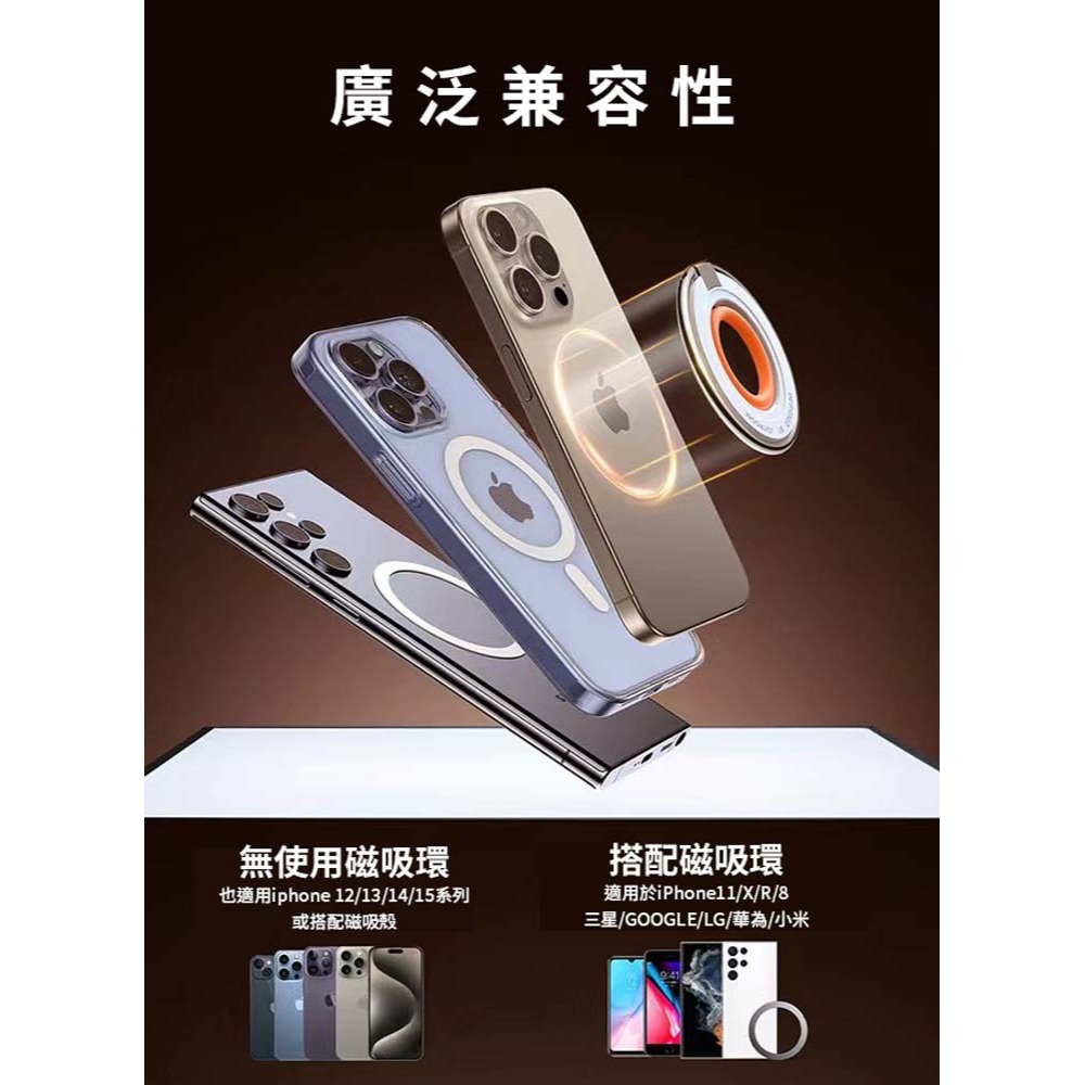 山水之寶｜JOYROOM雙面磁吸式指環手機支架/矽膠指環/鋅合金材質/手機立架/MagSafe磁吸/附贈磁吸貼片/引磁片-細節圖2