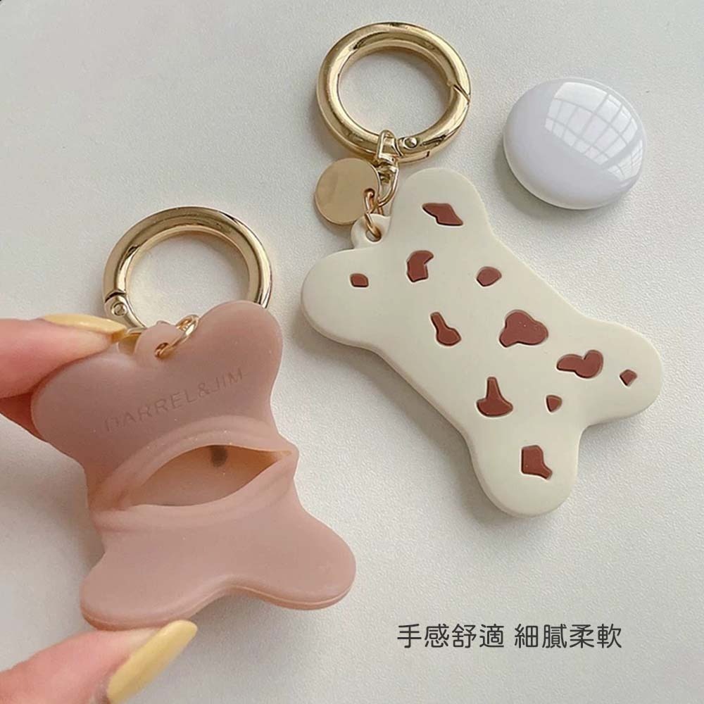 山水之寶｜AirTag 定位追蹤器＆防丟器／矽膠保護套／骨頭造型／附鑰匙圈＆圓形扣環／可扣寵物項圈／行李箱／筆電／書包-細節圖2